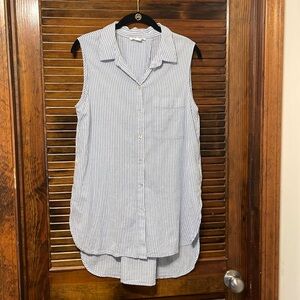 beachlunchlounge Striped Sleeveless Button-Up Top